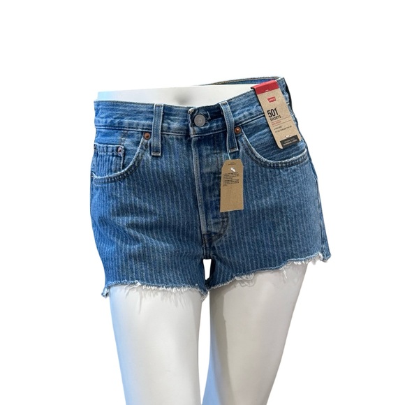 LEVI 501 HIGH RISE MEDIUM INDIGO DENIM SHORTS NWT - Picture 6 of 6